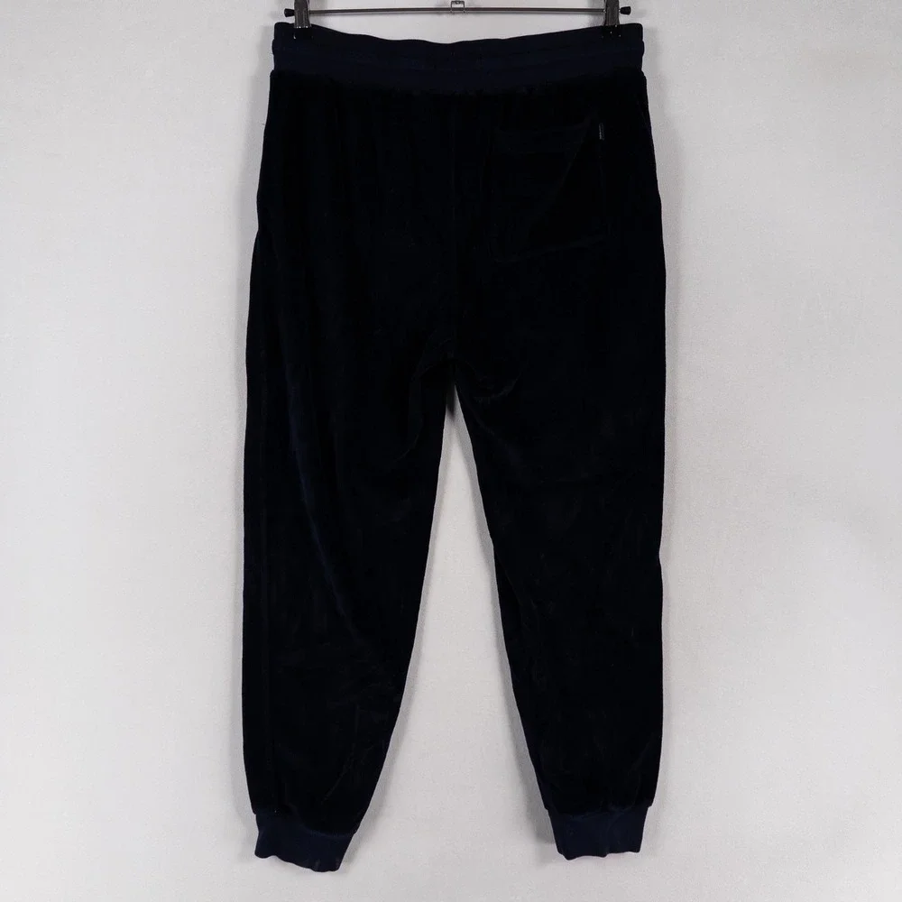 Lucky Brand Pants Mens Medium Navy Blue Velour Jogger Pockets Lounge Casual